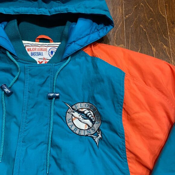 Apex One Vintage MLB Florida Marlins Nylon Teal Orange Jacket Men's Size Large - Picture 2 of 11